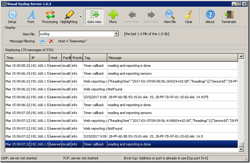 visual syslog server screenshot