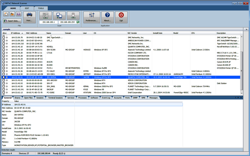 MiTec Network Scanner Screenshot