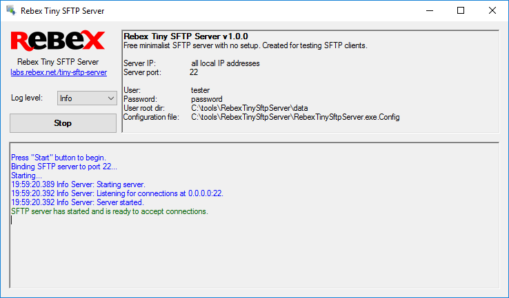 rebex tiny sftp server